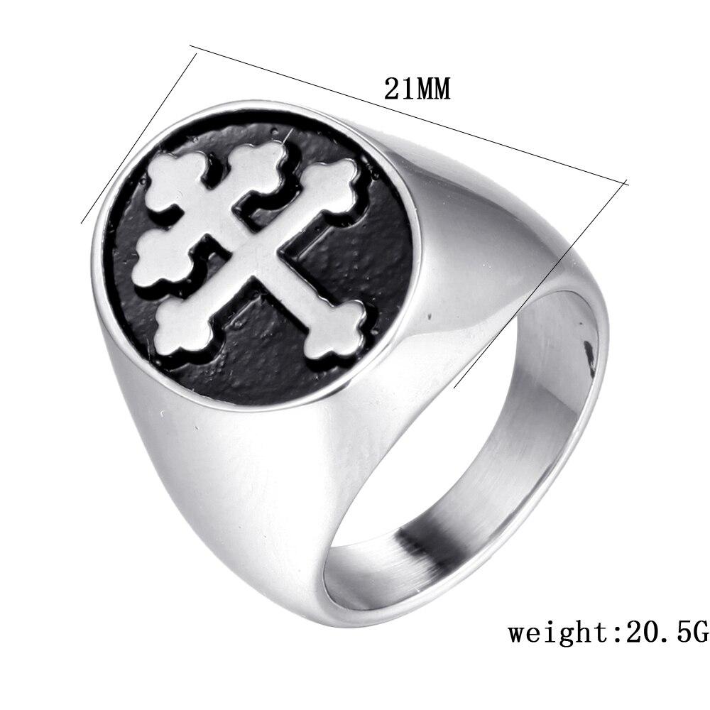 Knight Templar Cross Signet Silver Ring - Bricks Masons