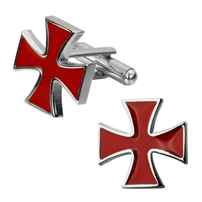 Red Cross Silver Knights Templar Cufflinks - Bricks Masons
