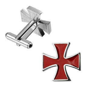 Red Cross Silver Knights Templar Cufflinks - Bricks Masons