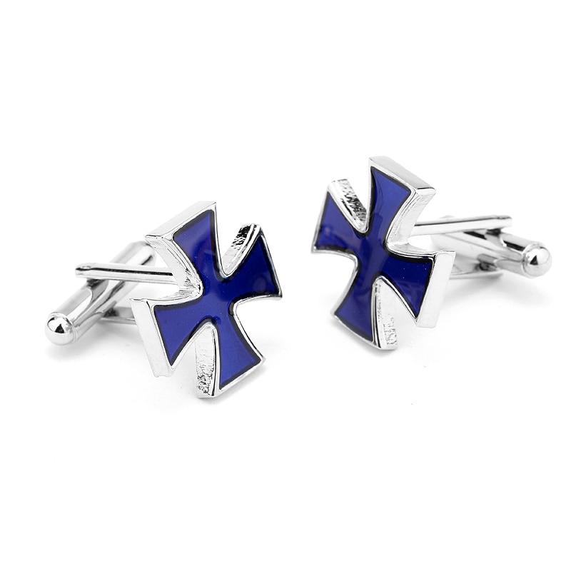 Blue Enamel Cross Knights Templar Cufflinks - Bricks Masons