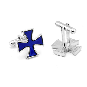 Blue Enamel Cross Knights Templar Cufflinks - Bricks Masons
