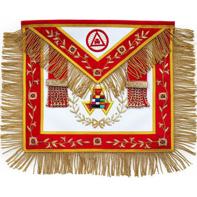 Grand High Priest Royal Arch Chapter Apron - Red Velvet Triple Tau Insignia - Bricks Masons