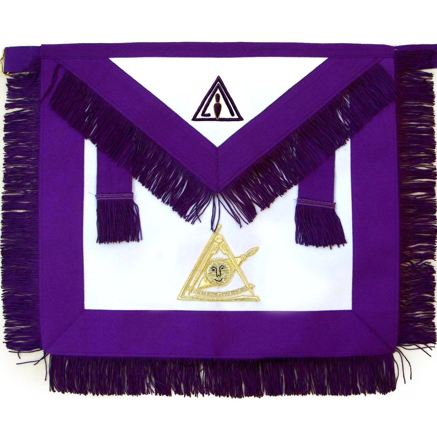 Past Illustrious Master Council Apron - Purple Hand Embroidery - Bricks Masons