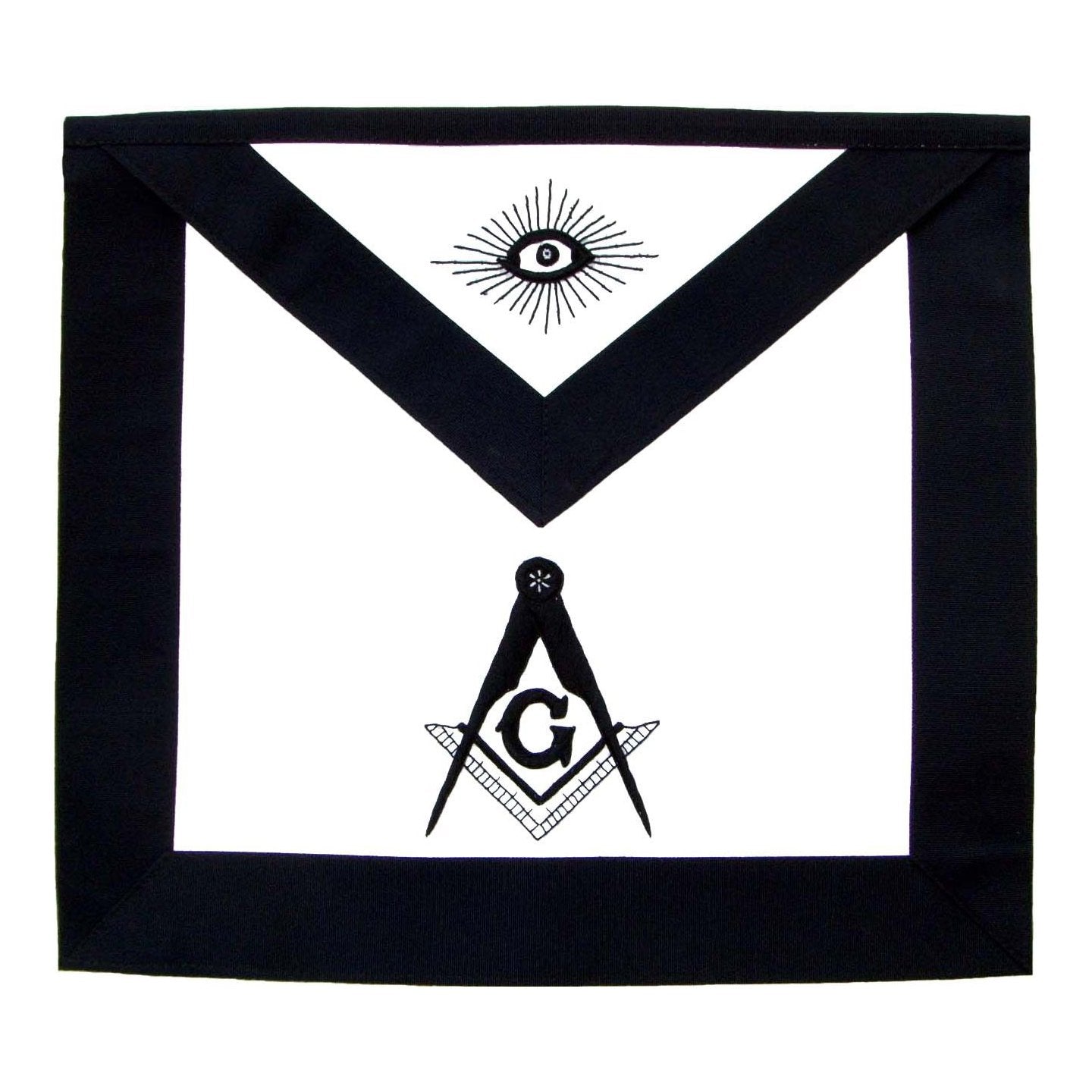 Master Mason Blue Lodge Funeral Apron - Hand Embroidered Square & Compass G - Bricks Masons