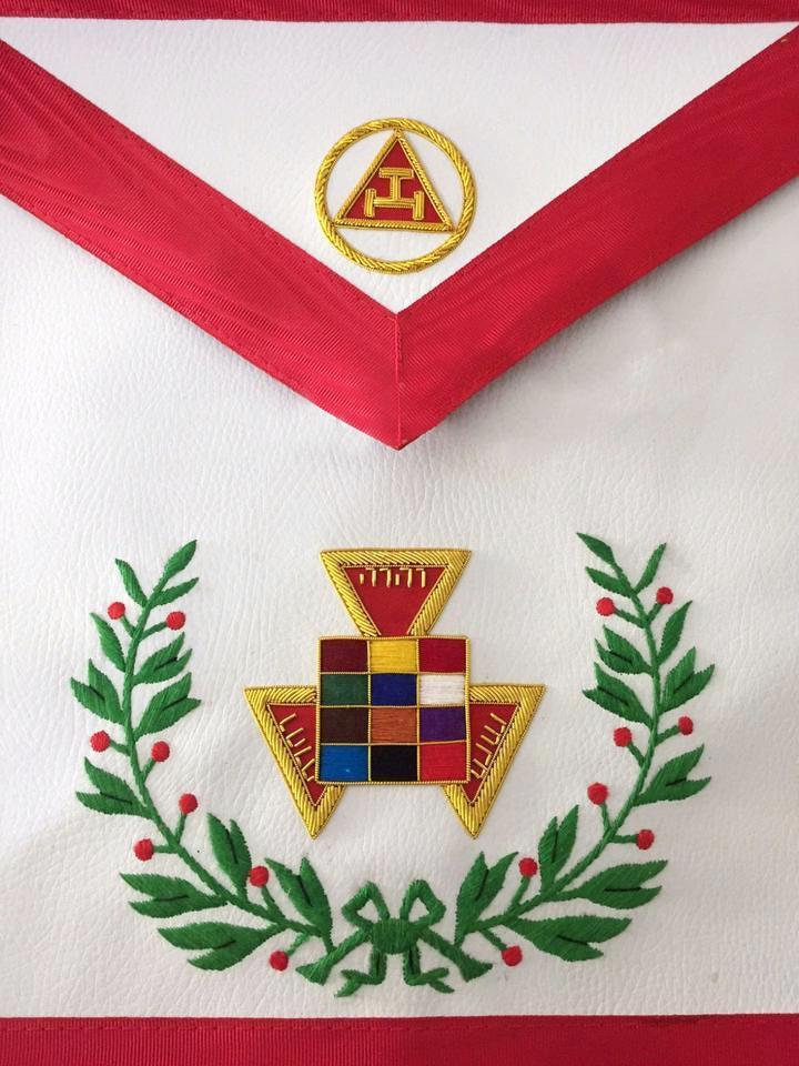 Past High Priest Royal Arch Chapter Apron - Red Hand Embroidered - Bricks Masons