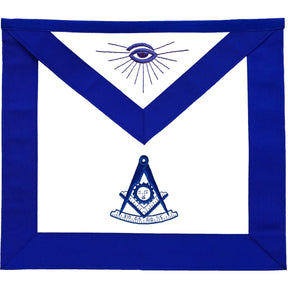 Past Master Blue Lodge Apron - Royal Blue Grosgrain Ribbon - Bricks Masons