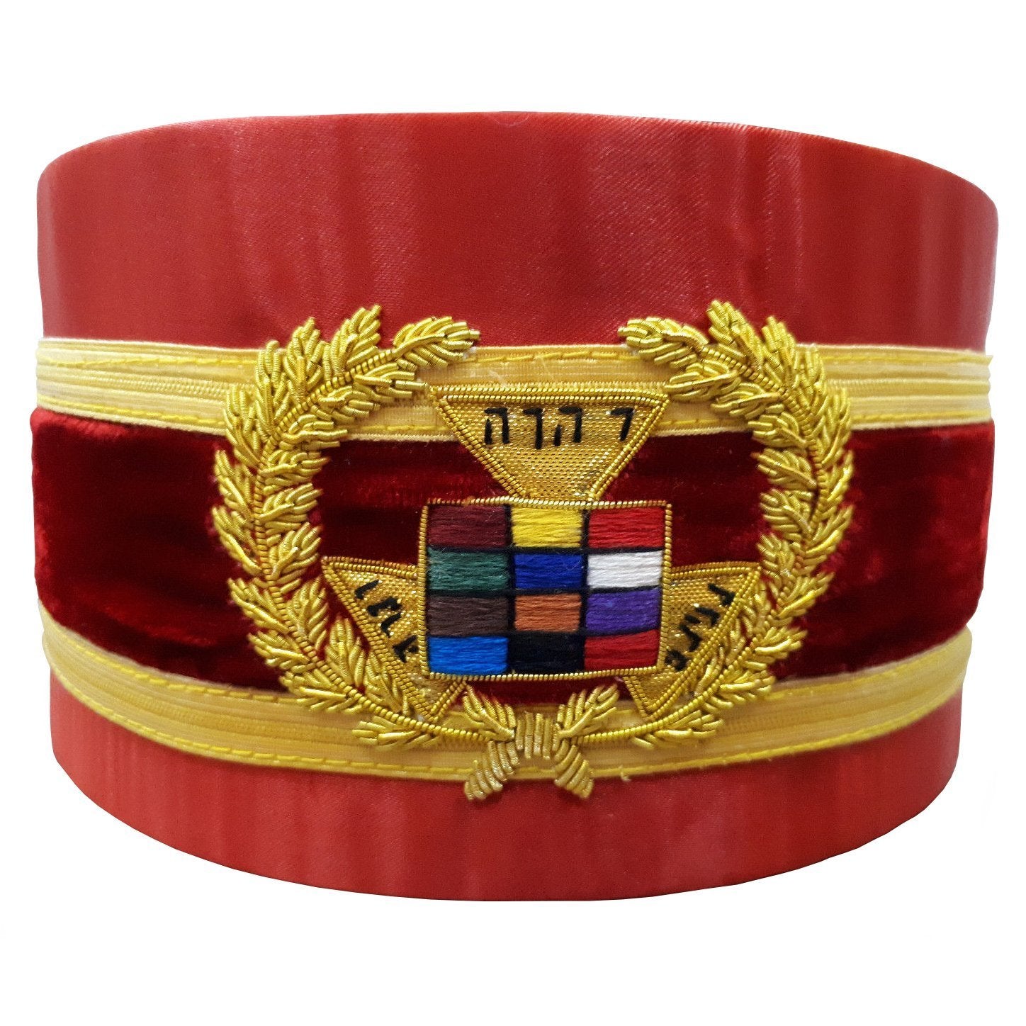 Past Grand High Priest Royal Arch Chapter Crown Cap - Red Bullion with Gold Braid and Cap Cord - Bricks Masons