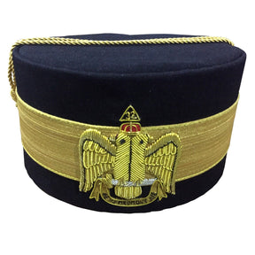 32nd Degree Scottish Rite Crown Cap - Wings Down Black Hand Embroidered - Bricks Masons
