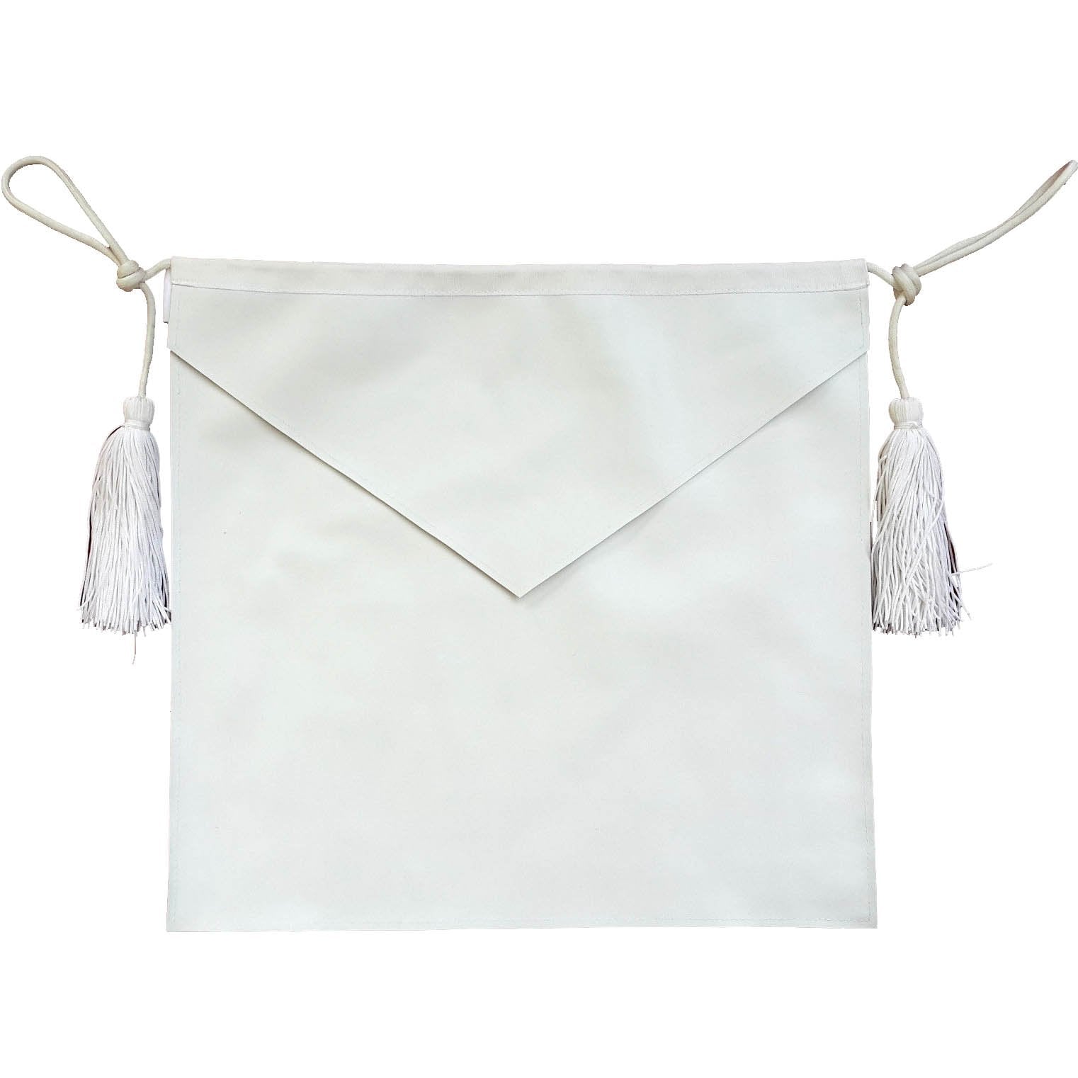 Entered Apprentice Blue Lodge Apron - All White Leather with Cords - Bricks Masons