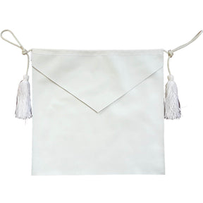 Entered Apprentice Blue Lodge Apron - All White Leather with Cords - Bricks Masons