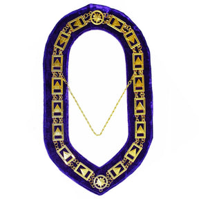33rd Degree Scottish Rite Chain Collar - Gold Plated on Purple Velvet - Bricks Masons