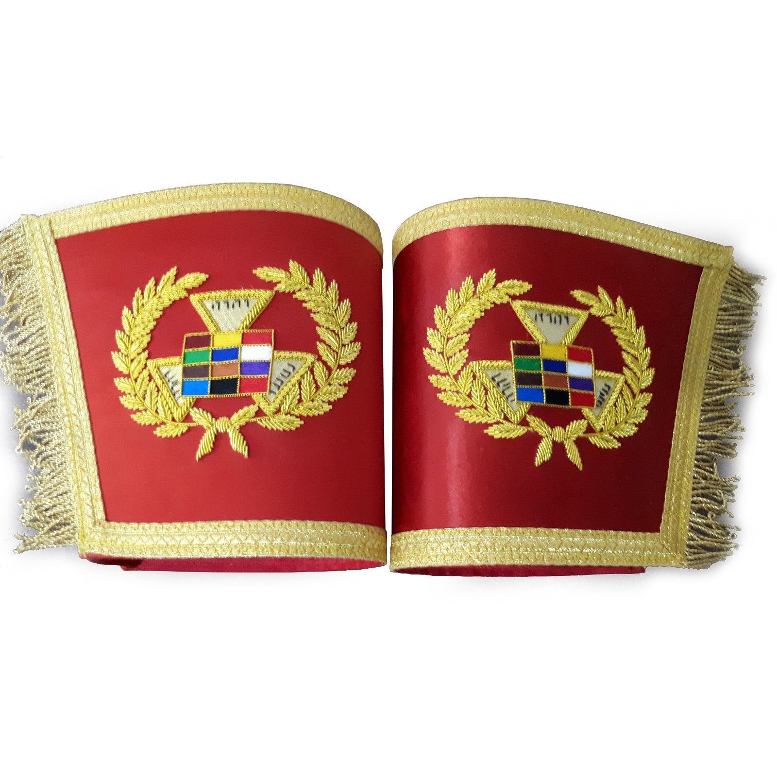 Past High Priest Royal Arch Chapter Cuff - Red Royal Arch Hand Bullion Embroidery - Bricks Masons