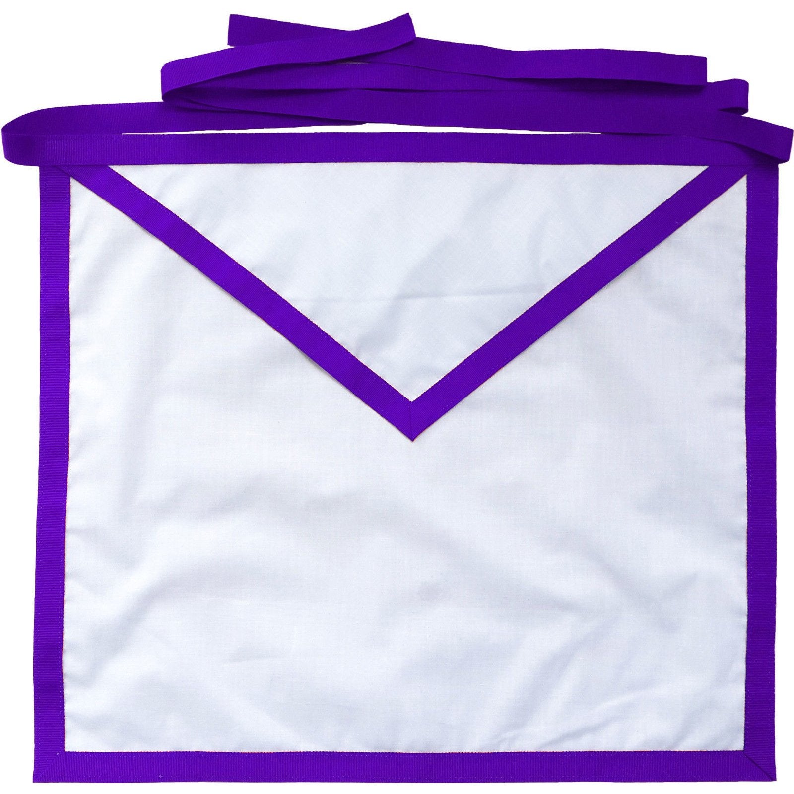 Member Council Apron - White Duck Cotton with Thin Purple Ribbon - Bricks Masons