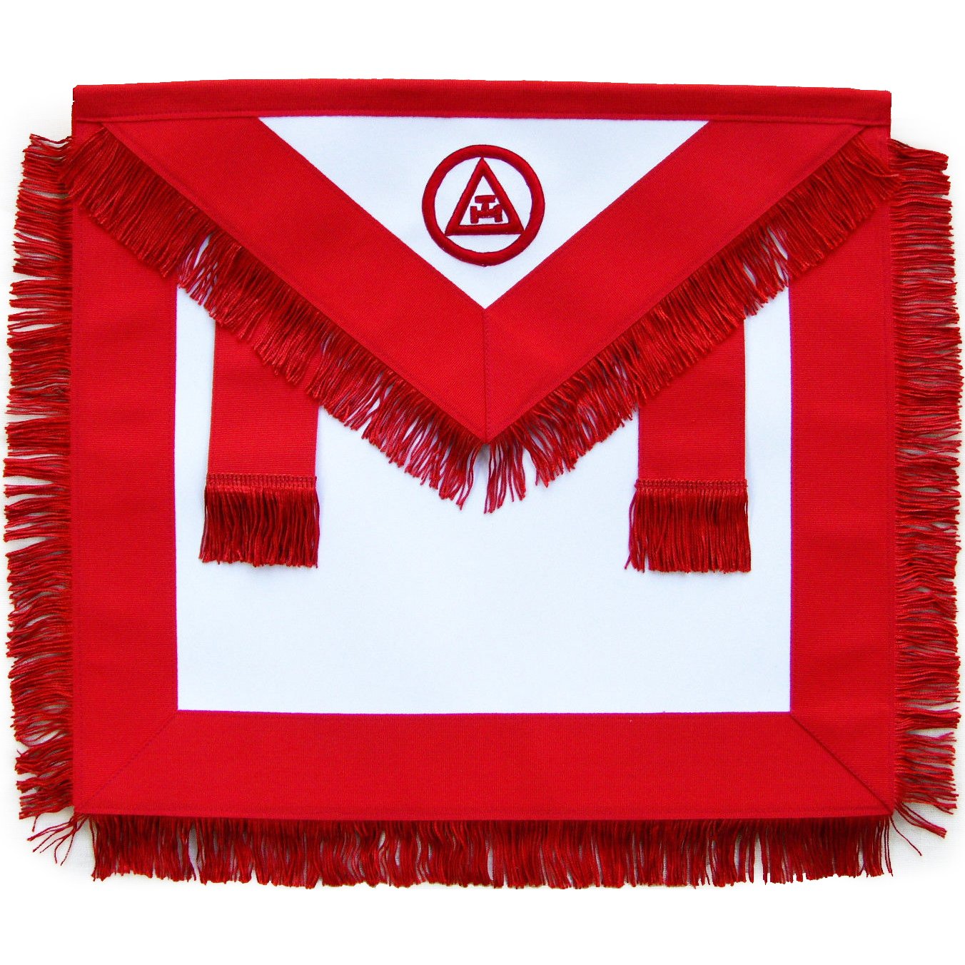 Royal Arch Member Chapter Apron - Red Triple Tau with Fringe Tassels - Bricks Masons