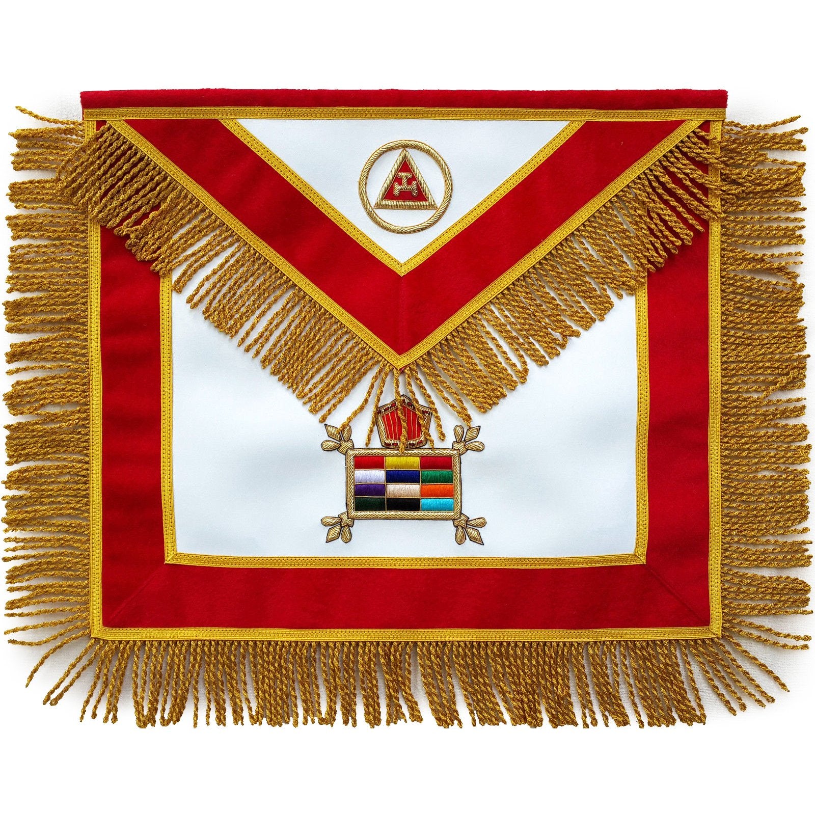 Past High Priest Royal Arch Chapter Massachusetts Regulation Apron - Red Velvet - Bricks Masons