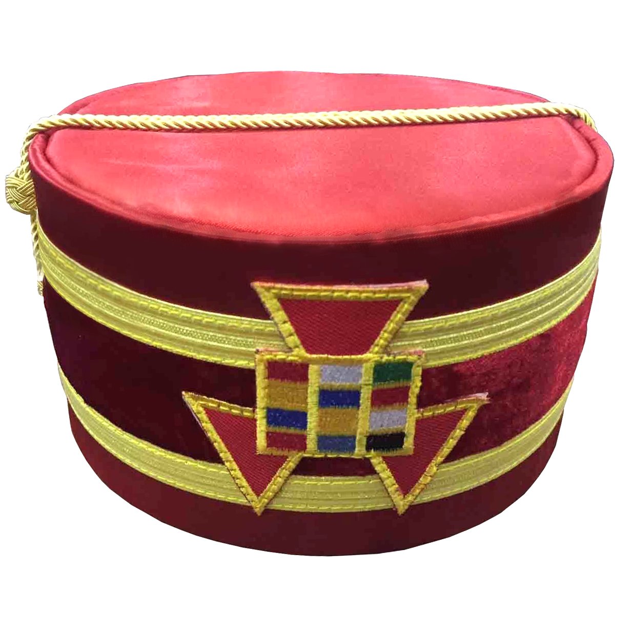 Past High Priest Royal Arch Chapter Crown Cap - Red Emblem with Gold Braid - Bricks Masons
