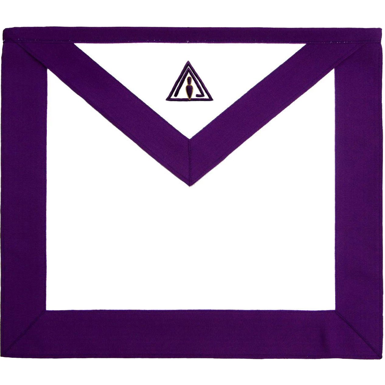 Member Council Apron - White & Purple Grosgrain - Bricks Masons