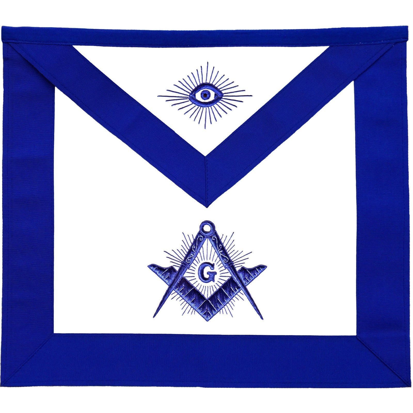Master Mason Blue Lodge Apron - Royal Blue Radiant Square & Compass G - Bricks Masons