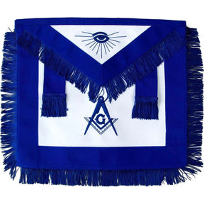 Master Mason Blue Lodge Apron - Royal Blue with Blue Fringe Tassels - Bricks Masons