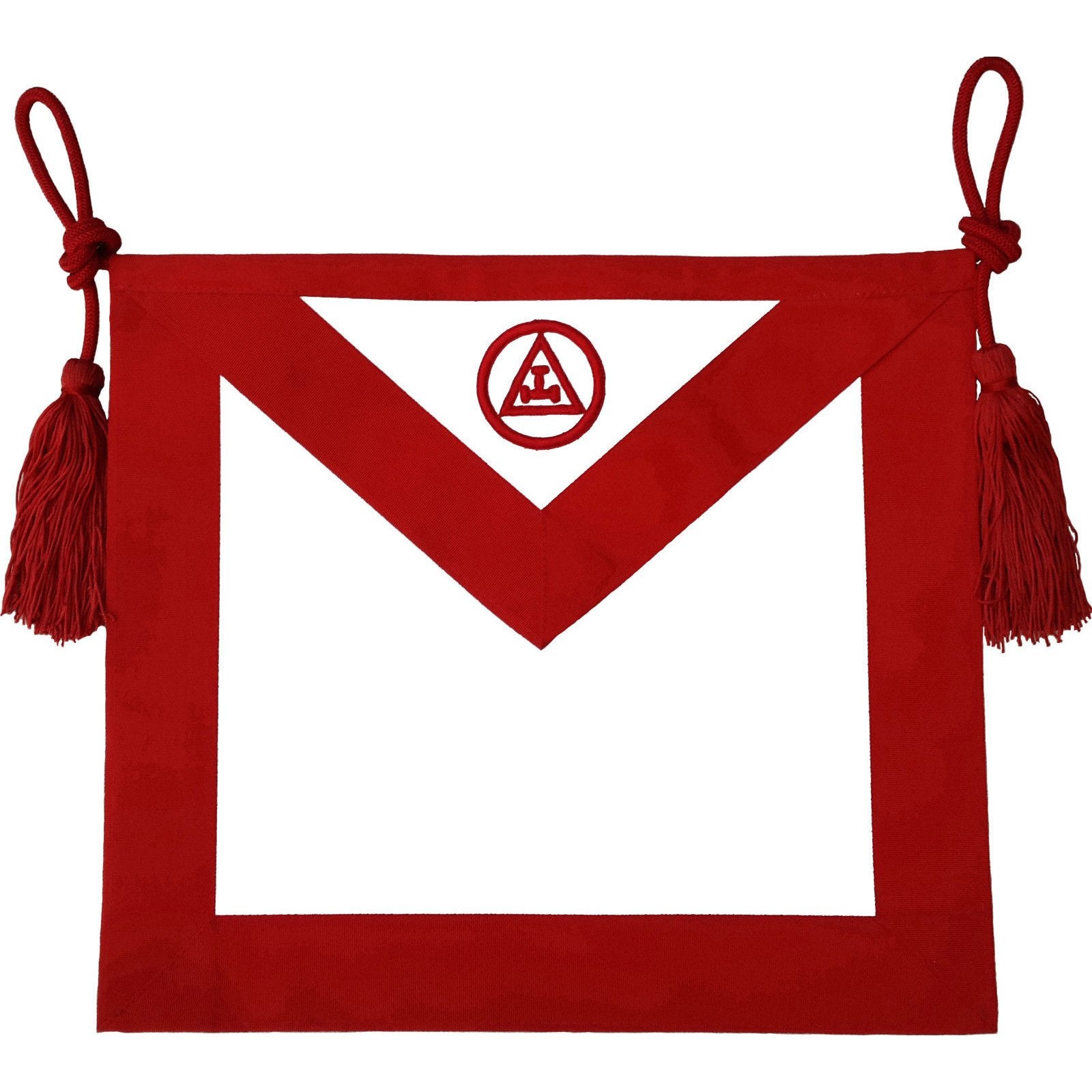 Royal Arch Chapter Apron - Red Triple Tau Insignia with Cords - Bricks Masons