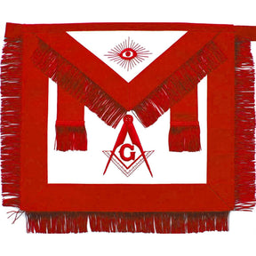 Master Mason Blue Lodge Apron - Red with Red Fringe Tassels - Bricks Masons
