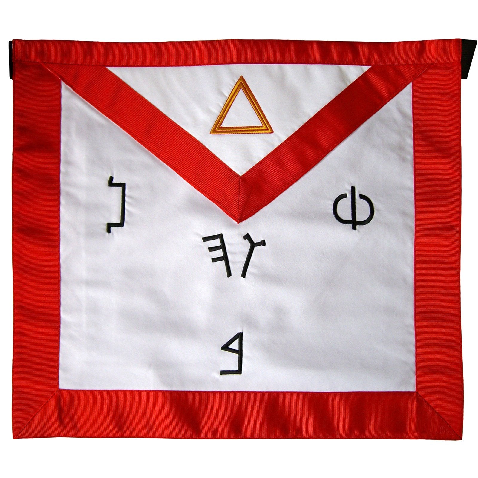 6th Degree Scottish Rite Apron - White with Red Borders - Bricks Masons
