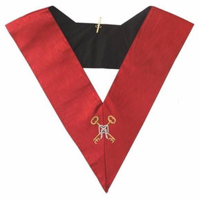 Treasurer 18th Degree Scottish Rite Collar - Red Moire - Bricks Masons