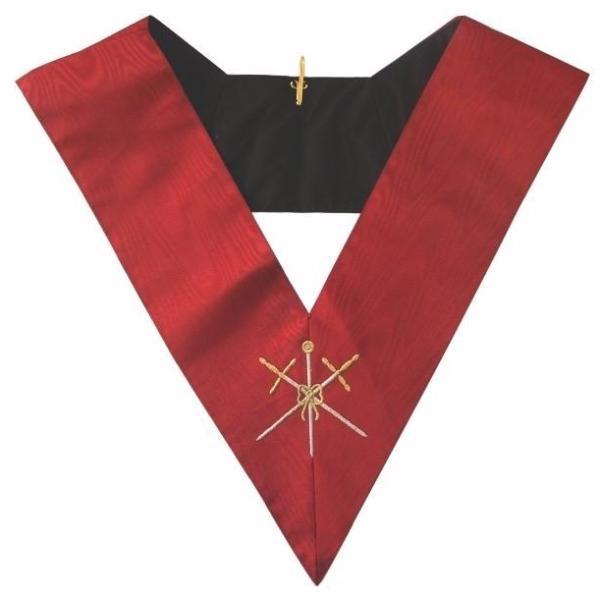 Master of Ceremonies 18th degree Scottish Rite Collar - Red Moire - Bricks Masons