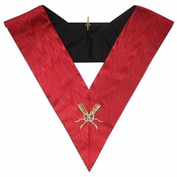 Secretary 18th Degree Scottish Rite Collar - Red Moire - Bricks Masons