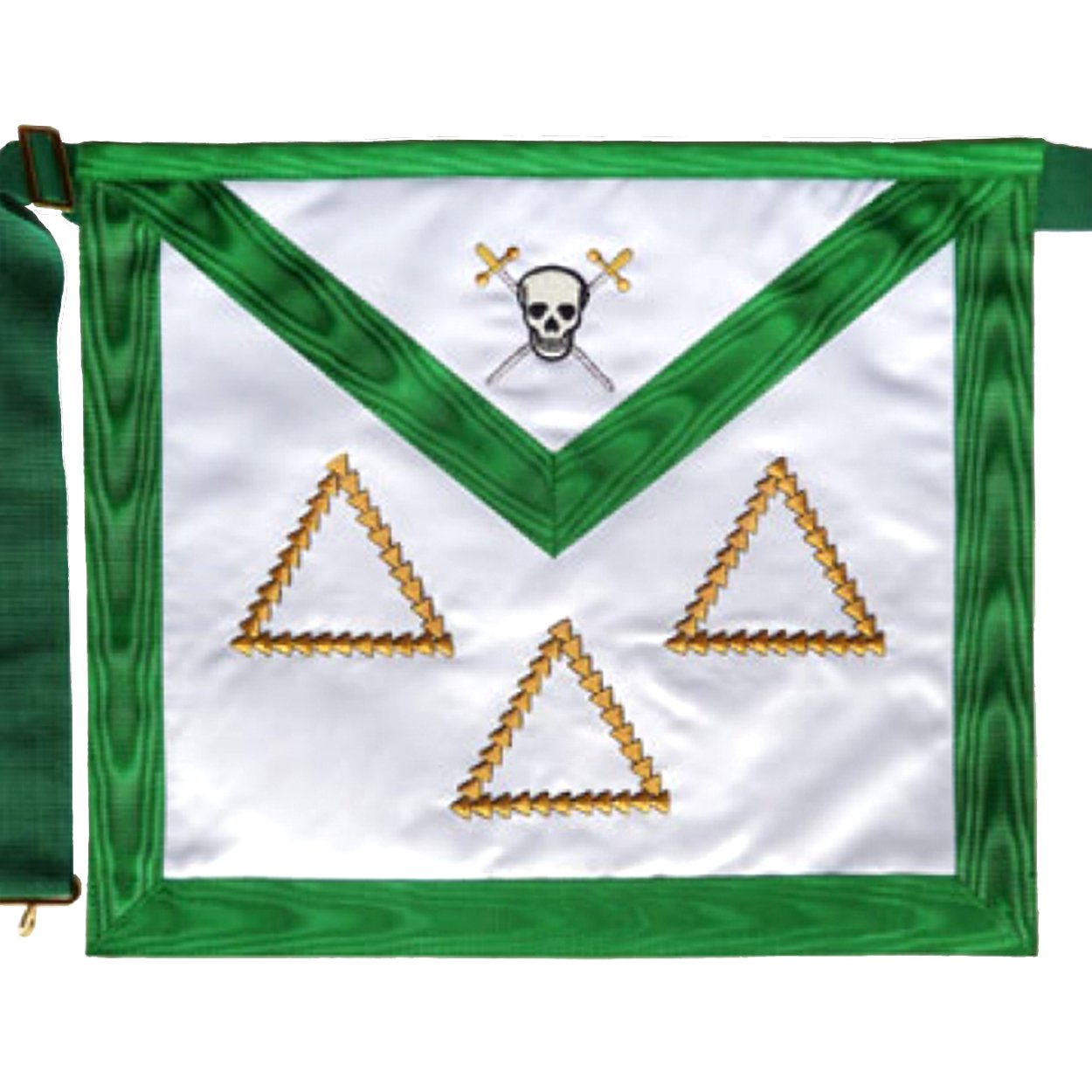 15th Degree Scottish Rite Apron - White & Green Moire - Bricks Masons