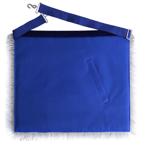 Senior Deacon Blue Lodge Officer Apron - Navy Blue Velvet With Fringe & Side Tabs - Bricks Masons