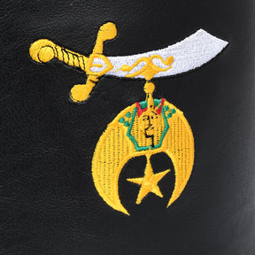 Masonic Supplies Masonic Shriner Fez Hat Case - Black Leather With Dual Embroidered Emblems Leather Fez Hat Protection Case Masonic Supplies Masonic Shriner Fez Hat Case - Black Leather With Dual Embroidered Emblems Leather Fez Hat Protection Case