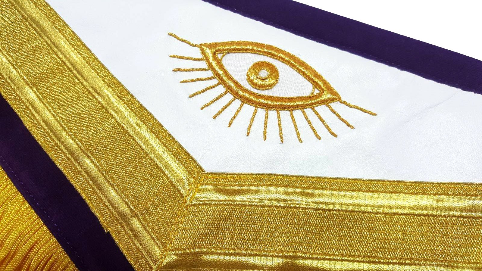 Past Master Blue Lodge Apron - Purple Velvet Gold Hand Embroidery - Bricks Masons