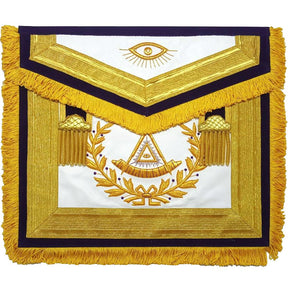 Past Master Blue Lodge Apron - Purple Velvet Gold Hand Embroidery - Bricks Masons