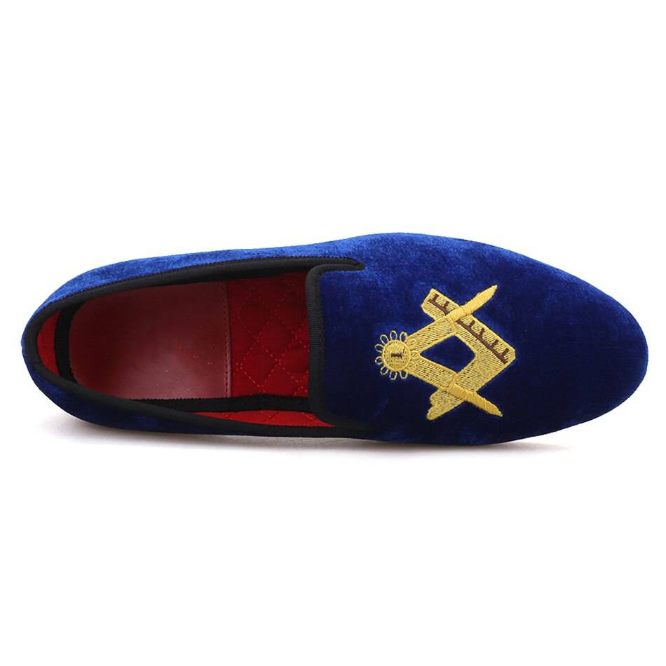 Louis Vuitton navy Chess Flat Loafers