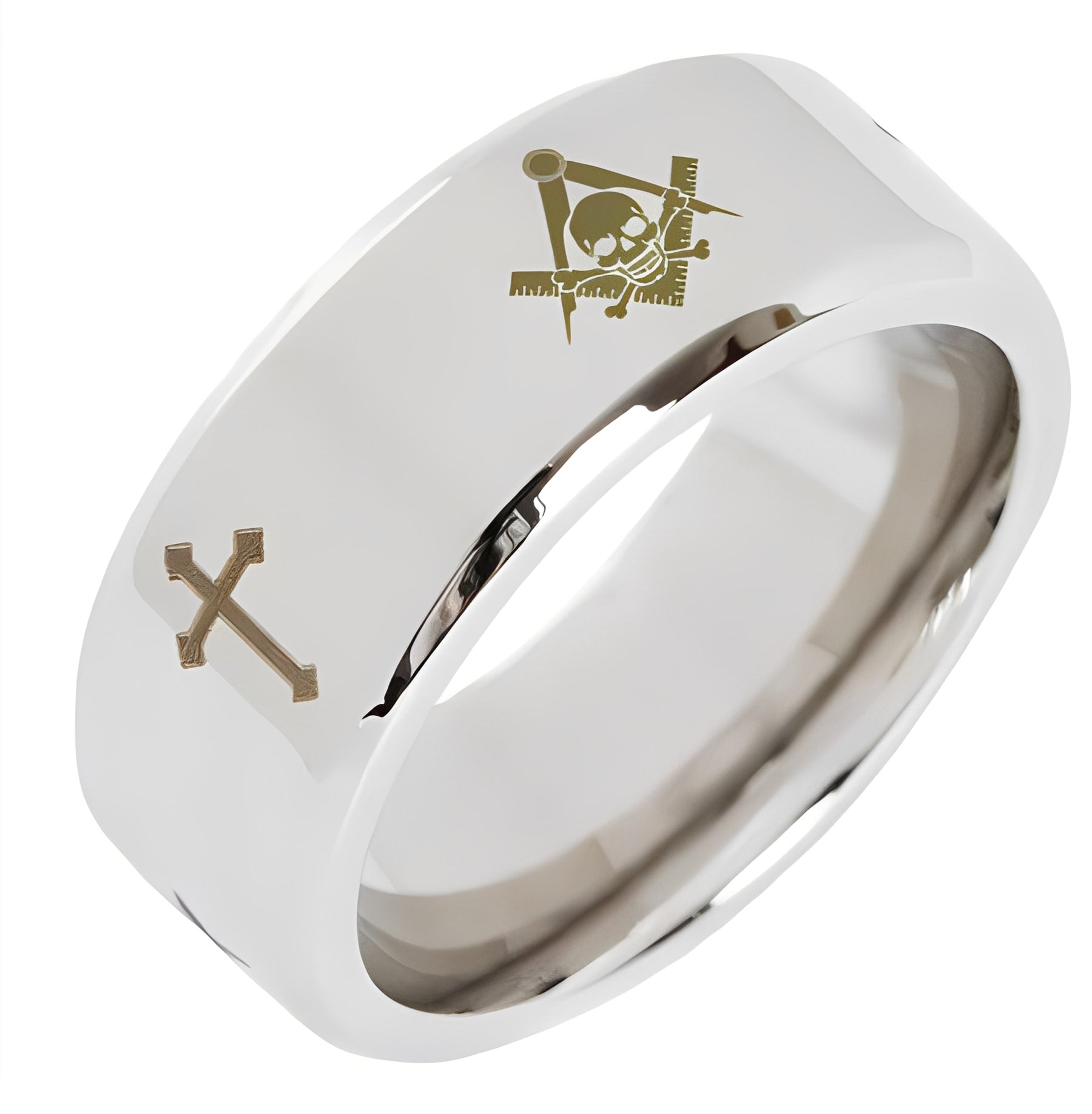 Widows Sons Ring - Beveled Silver Cross - Bricks Masons