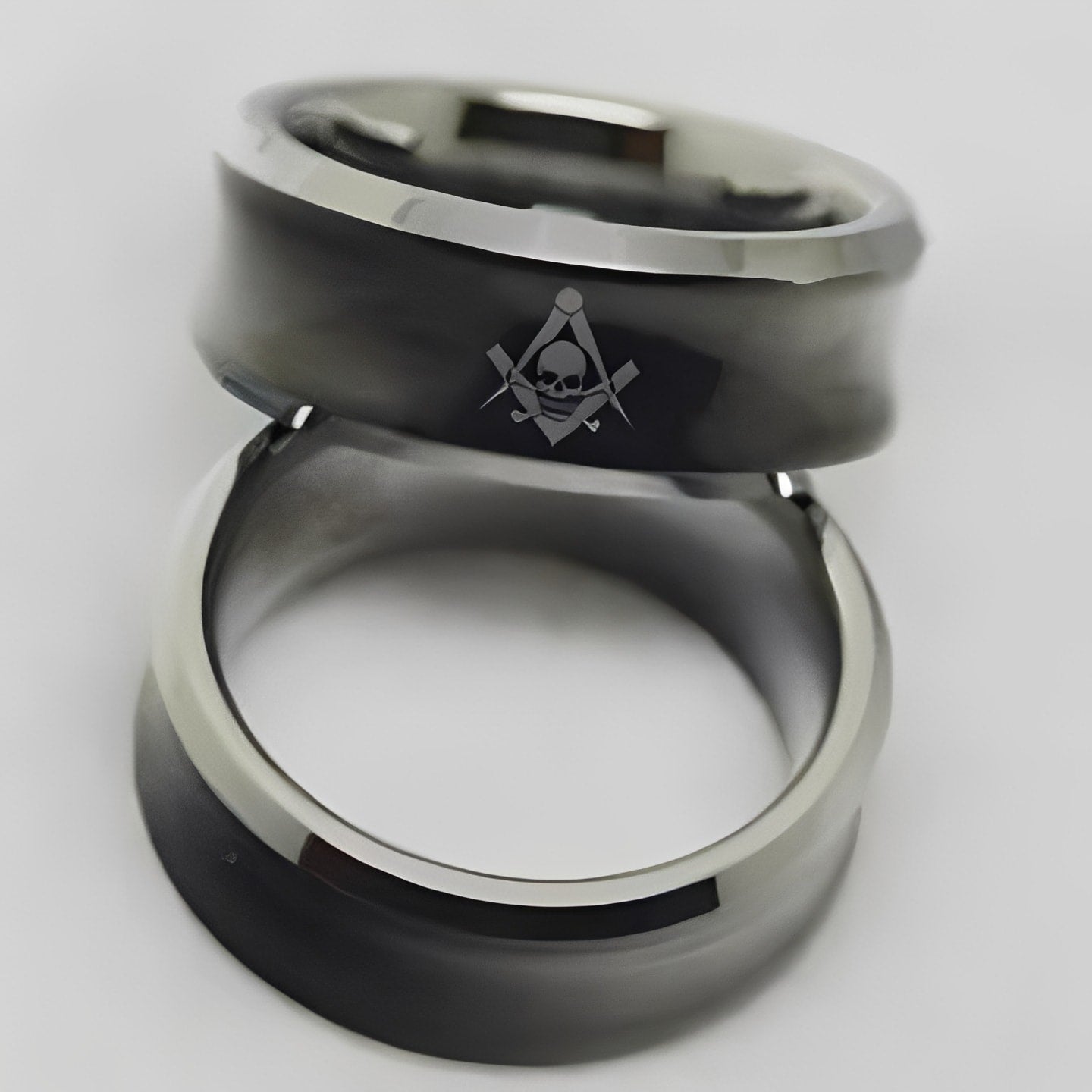 Widows Sons Ring - Black Concave Tungsten - Bricks Masons